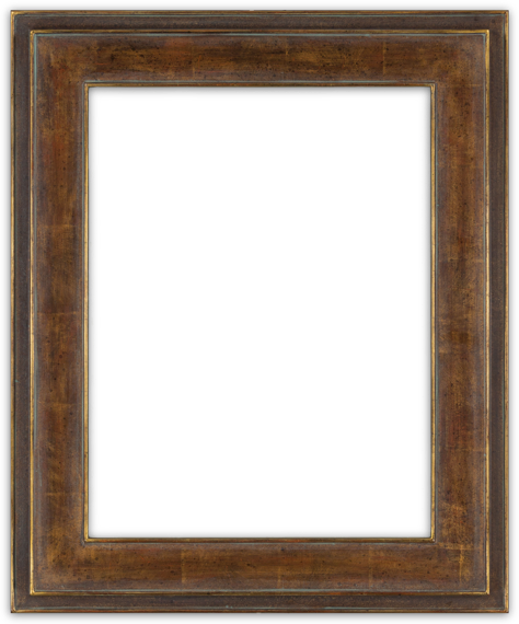 Image of a brown and gold finished corner frame.